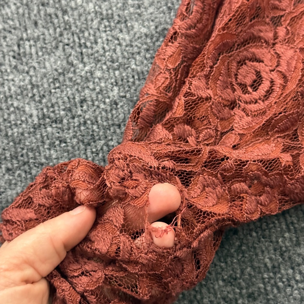 Pretty Angel Lace Fringe Cardigan Womens L/XL Rust Orange Boho Western Romantic - Picture 16 of 16